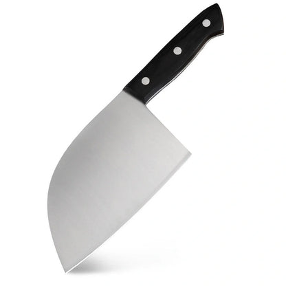 Hand-forged stainless steel butcher knife with wood handle for precision cooking