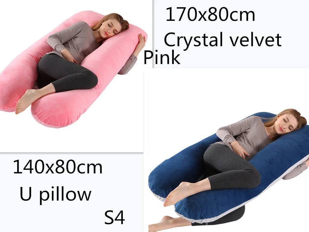 Premium U-shaped pregnancy pillow with soft cotton casing and polyester fiber filling for exceptional comfort and support