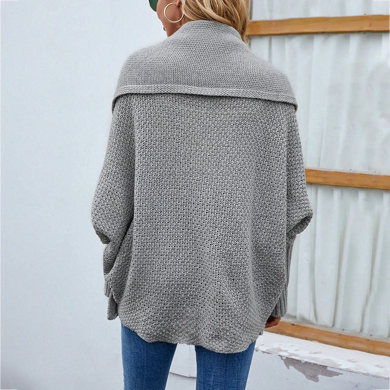 Cozy knit cardigan jacket with batwing sleeves in a variety of solid colors