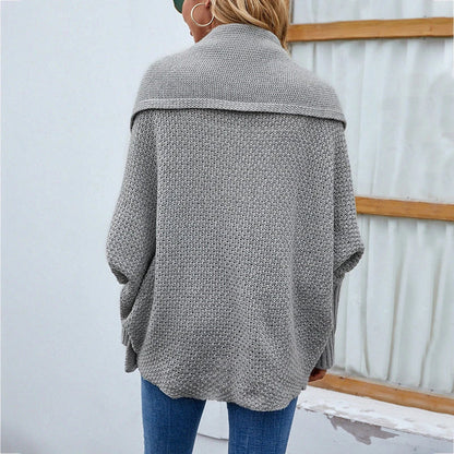 Cozy knit cardigan jacket with batwing sleeves in a variety of solid colors