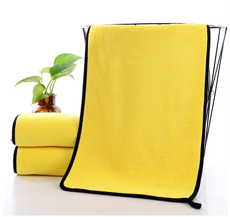 Sunny yellow coral velvet microfiber towel, 30x40cm, quick-dry