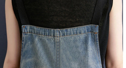 Stylish denim suspenders for women, perfect for plus-size fashion enthusiasts