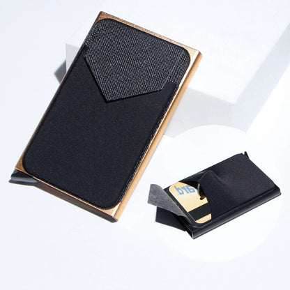 Aluminium alloy anti-theft multi card holder with lycra cloth strap in various colours