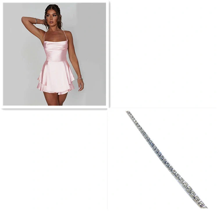 Women's suspender skirt with slim strap and satin finish in various colours