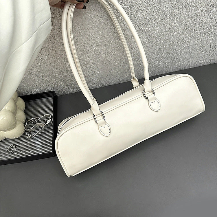 Stylish retro PU women's stick bag in white, silver, black, and brown for leisure and daily use