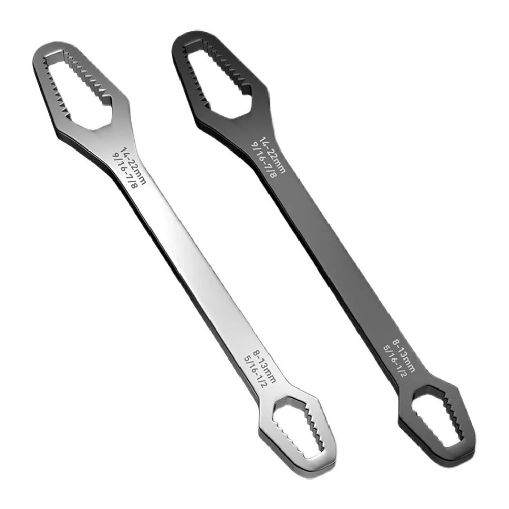 Versatile dual-head wrench made of durable 45# steel with a sleek galvanized finish, designed for a range of household tasks