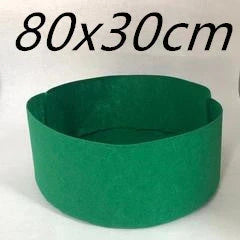 Round black and green fabric grow bags for garden plants with automatic drainage