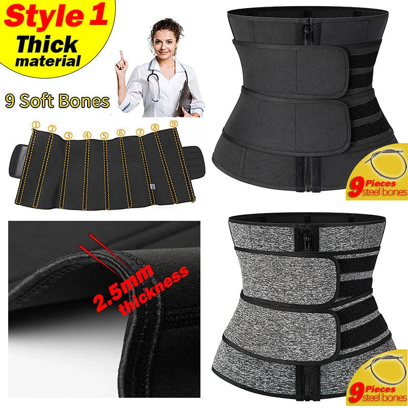 Women's adjustable waist trainer slimming bodysuit with 2-3 belts for workout shaping