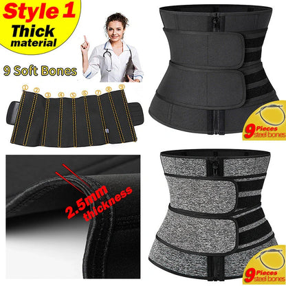 Women's adjustable waist trainer slimming bodysuit with 2-3 belts for workout shaping