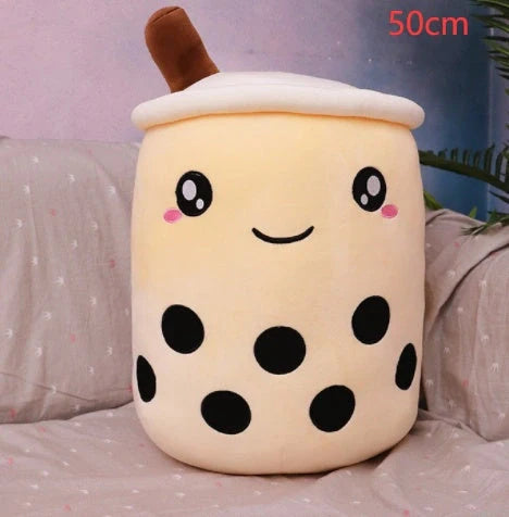 Strawberry Milk Tea Plush Boba Toy Pillow in various colours and sizes