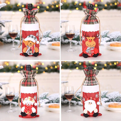 Festive Christmas wine bottle socks in vibrant colours, 14cm x 31cm
