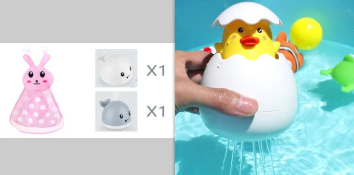 Electric induction whale spray toy for baby bath time with automatic water spray and lights