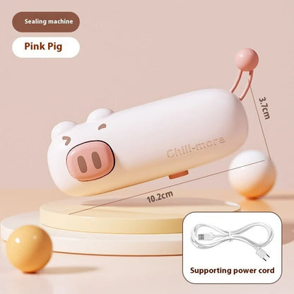 A compact, rechargeable bag sealer with a unique cartoon design, perfect for preserving food freshness at home or on the go.