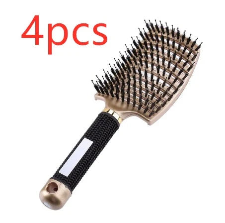 A premium hair brush with a sleek design, featuring soft bristles and a rounded massage function for healthy, detangled hair