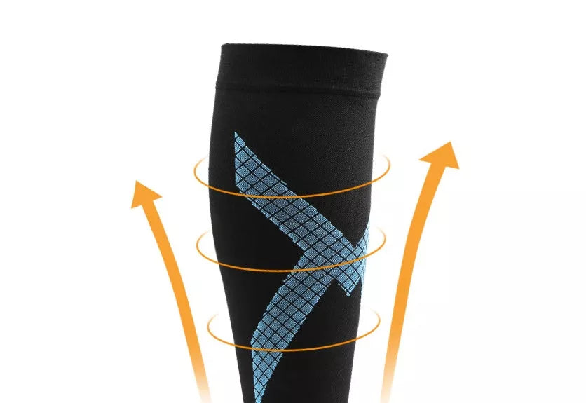 Adjustable sports compression socks in nylon for running, hiking, and cycling