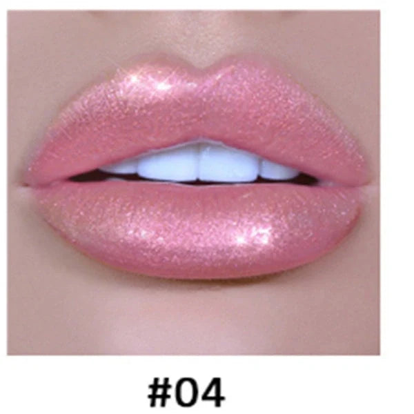 Polarized lip gloss in six vibrant shades, showcasing high-shine finish and vitamin E enrichment