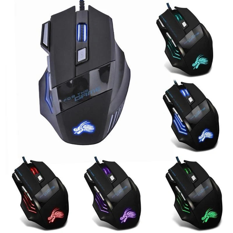 Wired Gaming Mouse with 7-Colour LED Backlight and 5500DPI precision