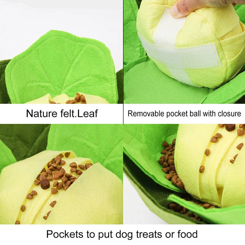 Green felt cloth cabbage sniffing toy for dogs, 32*32cm