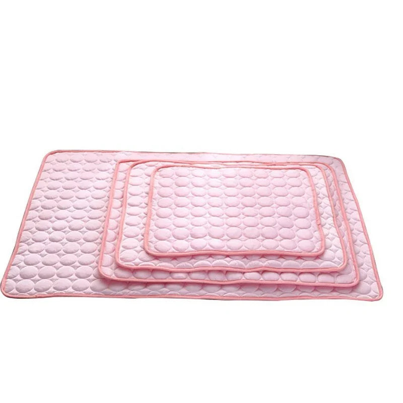 Premium pet cooling pad made with cold silk and breathable mesh to keep your furry friend comfortable in the summer heat