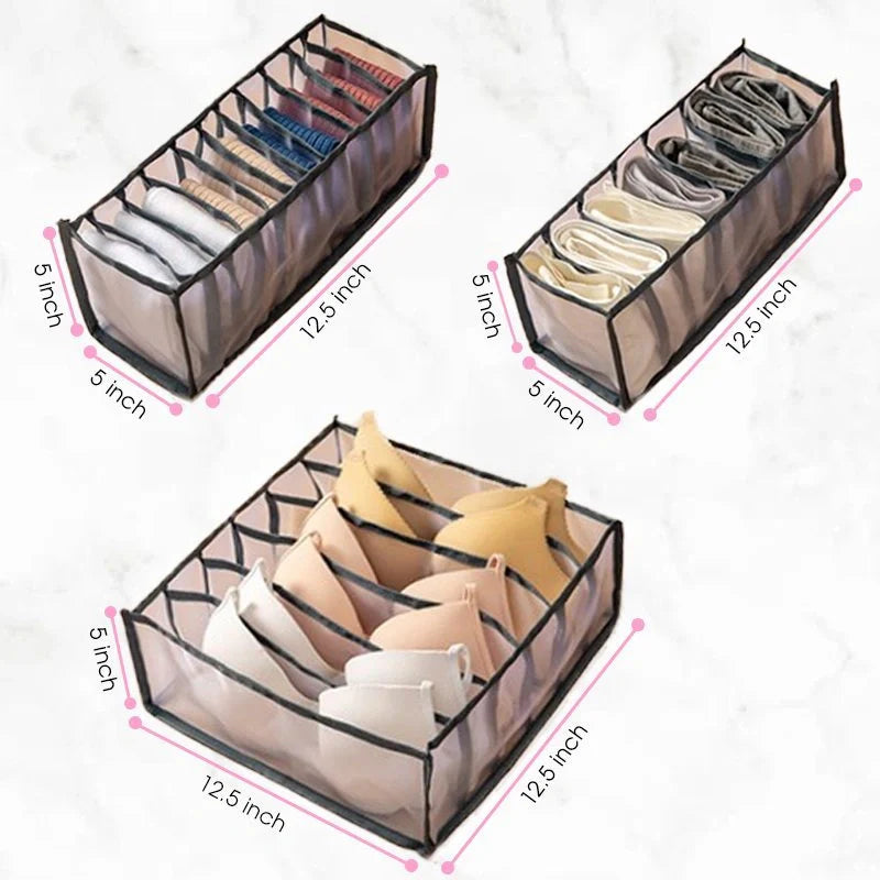 Drawer Type Finishing Grid Underwear Closet Storage Box in various colours