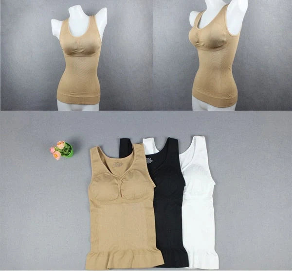Sculpting Vest and Crop Top Set in Nude, Black, and White shades for a sleek, flattering British style
