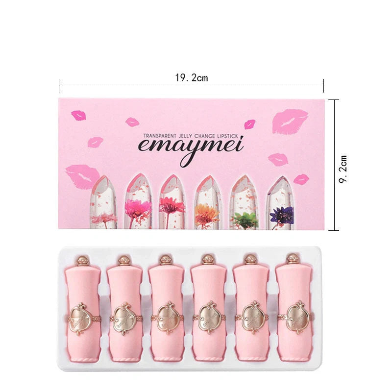 Jelly Flower Lipstick Set with 6 colour-changing lip glosses