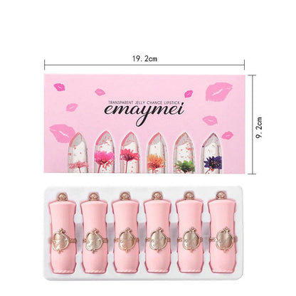 Jelly Flower Lipstick Set with 6 colour-changing lip glosses