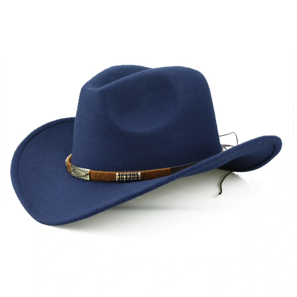 Woolen Denim Cowboy Hat in various colours showcasing European and American style
