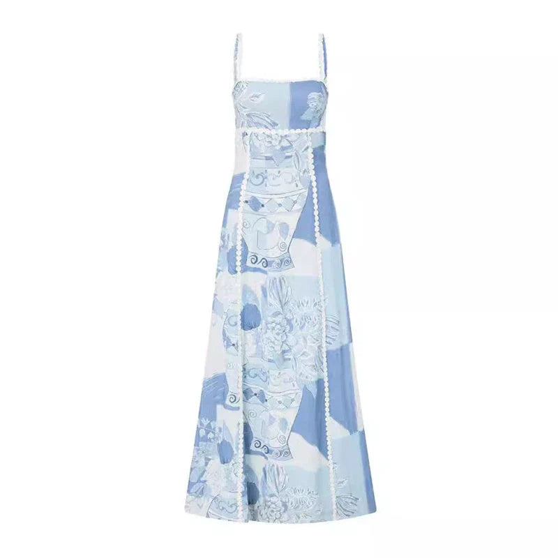 Elegant floral lace backless dress with bow straps in various color options