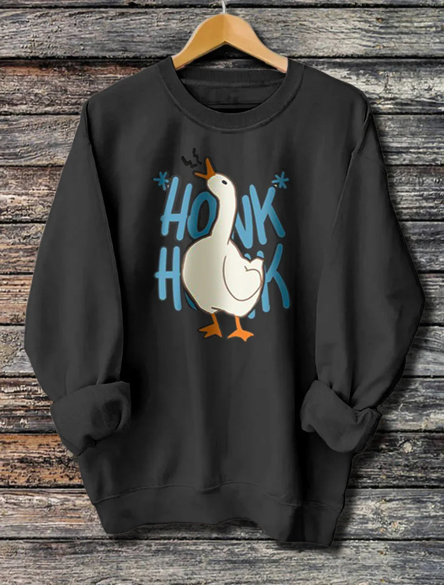 Women's Classic Black Honk Honk Hoodie with a playful graphic print, available in a range of colours and sizes