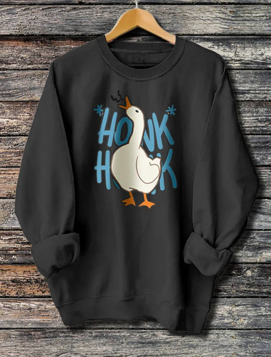 Women's Classic Black Honk Honk Hoodie with a playful graphic print, available in a range of colours and sizes