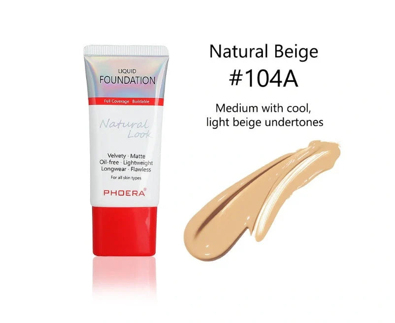 Matte Silky Tube Liquid Foundation in various shades for a flawless finish