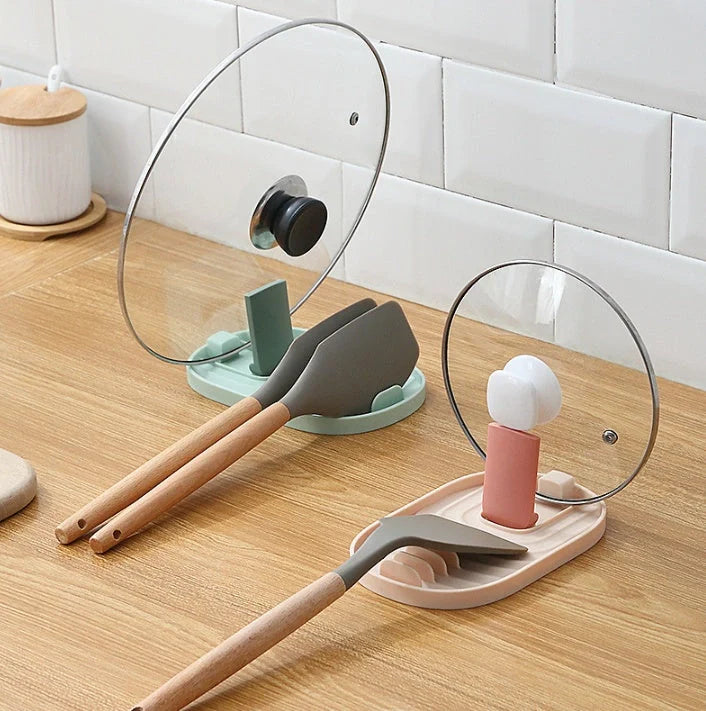 Nordic Pan Cover Storage Rack in Nordic Green, foldable and wall-mounted for kitchen organisation