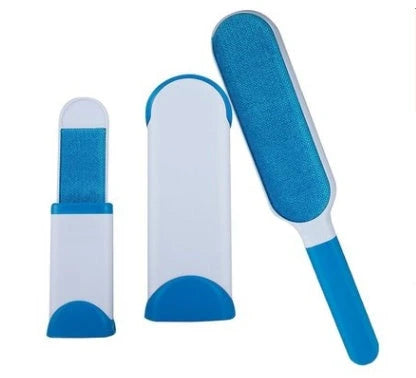 A reusable pet hair remover comb with a self-cleaning base, perfect for removing fur and lint from sofas, chairs, and other upholstery.