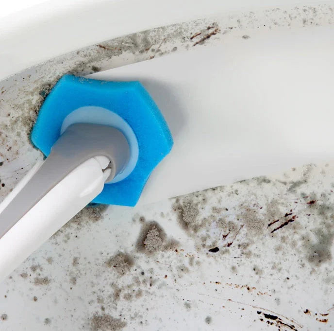 Premium disposable toilet brush with plastic, sponge, and scratch-resistant cloth for effective and hygienic bathroom cleaning