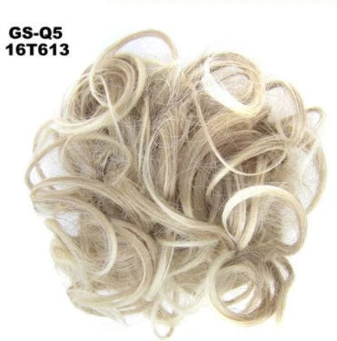 Synthetic wavy curly messy hair bun for women, 12cm diameter, high temperature wire