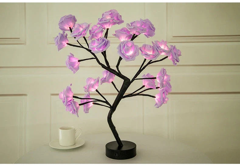 Enchanting Rose Flower Lamp with warm, soothing lighting and USB/battery power options for versatile home decor