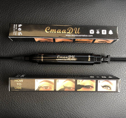 Double-headed wing seal eyeliner with carbon black formula for smudge-proof application