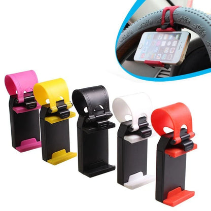 Universal steering wheel phone mount for hands-free smartphone use