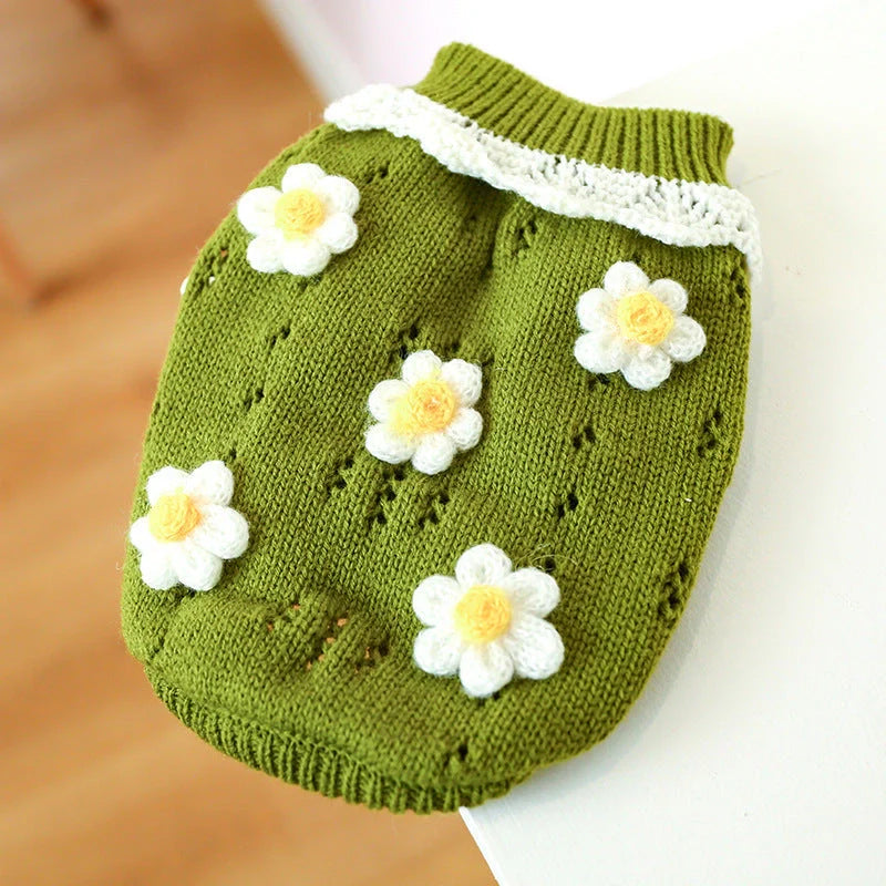 Bowknot Hollow Knit Dog Sweater in various colours and sizes