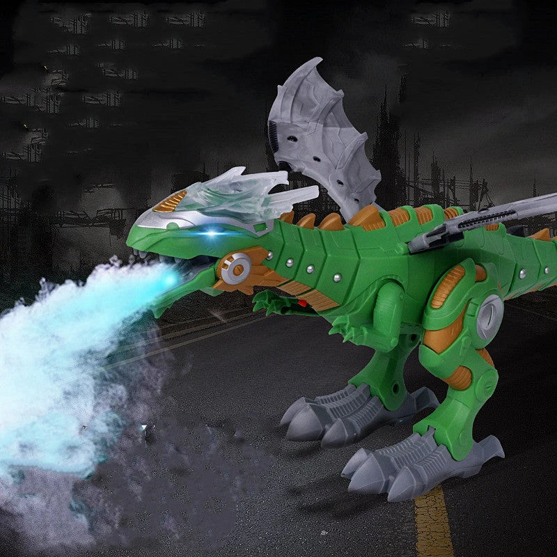 Roaming Robotic Dragon Toy with Lifelike Movement, Flashing Lights, Sounds, and Water Spray Effects