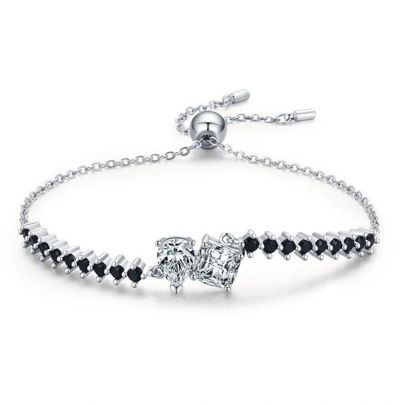 Elegant women's diamond bracelet with micro-inlaid zircon stones in black