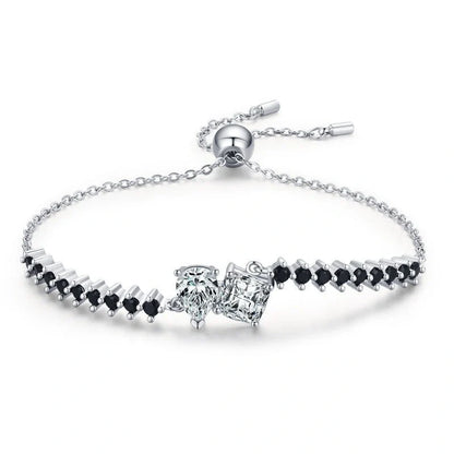 Elegant women's diamond bracelet with micro-inlaid zircon stones in black