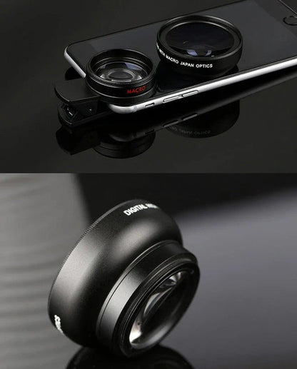 Premium mobile phone wide-angle and macro lens kit with aluminium alloy and optical glass construction