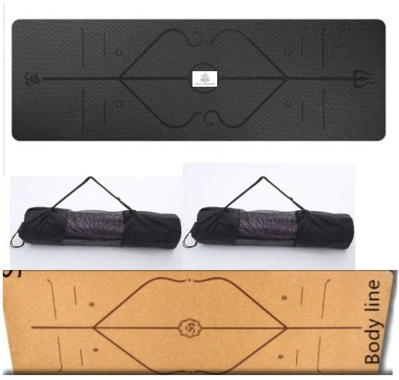 Non-slip TPE yoga mat with position lines for beginners, available in multiple colors