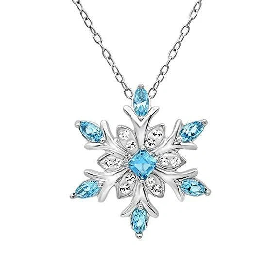 Elegant zircon snowflake necklace with bamboo chain, a beautiful Christmas accessory for women