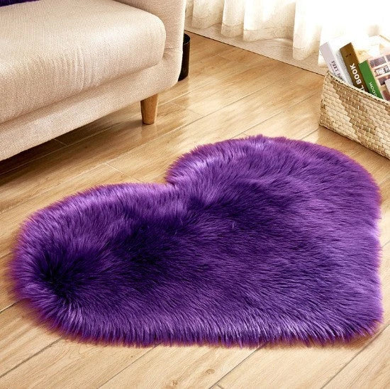 Luxury heart-shaped plush carpet in various colours and sizes, featuring a soft, non-slip design for comfortable home decor
