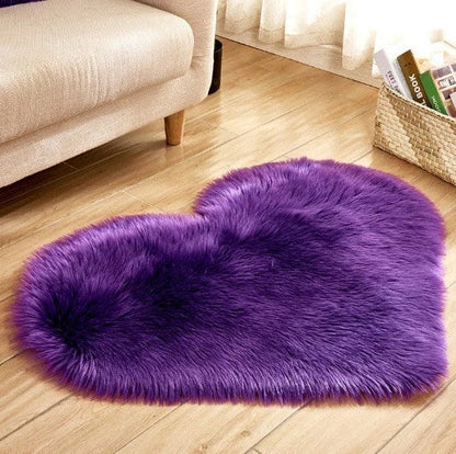 Luxury heart-shaped plush carpet in various colours and sizes, featuring a soft, non-slip design for comfortable home decor
