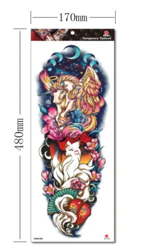 Waterproof Full Arm Tattoo Sticker in various colours for temporary body art