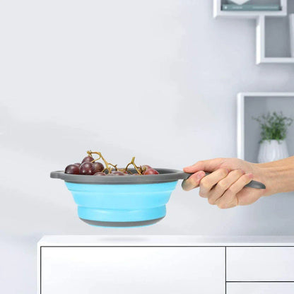 Premium collapsible silicone colander for rinsing, draining, and storing fruits and vegetables in the kitchen